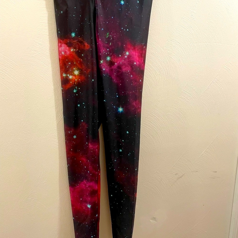 Blackmilk Red Galaxy Print Leggings XS